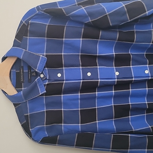 Banana Republic Plaid Untucked Slim Fit Long Sleeve Button Down Shirt Size XL - Picture 3 of 9